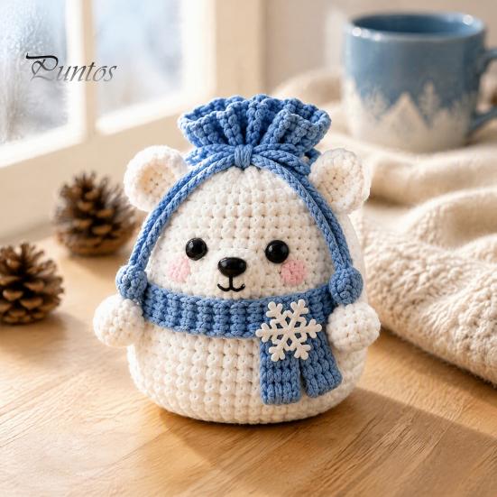 Christmas Pouch Craft Set Crochet Kit, DIY Santa Snowman Pouch, Cute Penguin Elk Bear Knitting Supplies Designs, Storage Bag Kit for Beginners,