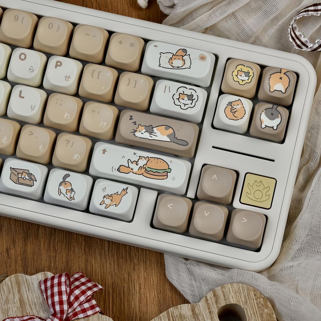 130 Keys Cheese Burger MOA Profile Custom Keycap Set Five Side Dye Sublimation PBT Keycaps for MX Switch Mechanical Keyboard