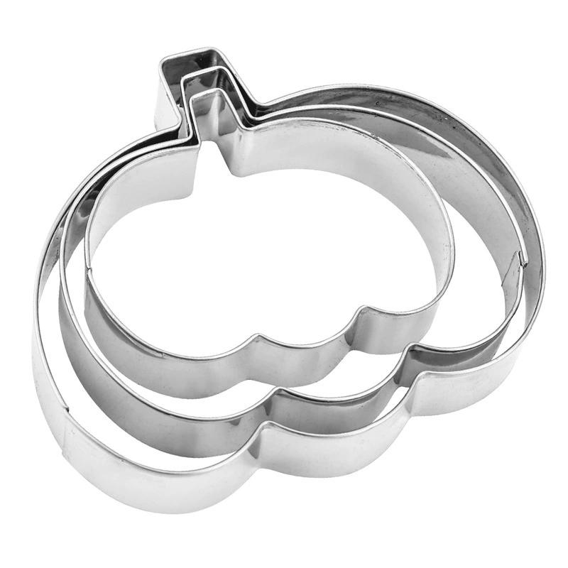 3 Pcs Halloween Cookie Cutter Set Stainless Steel Pumpkin Ghost Bat Molds Smooth Edges For Home Diy Baking