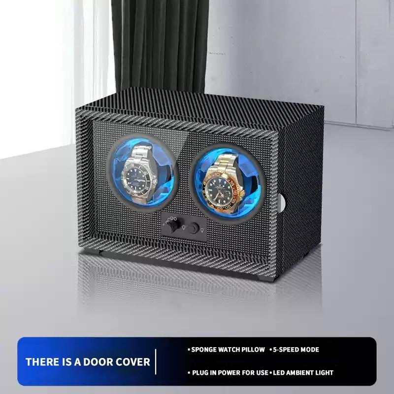1 2 4 6 Slot High-End Automatic Watches Box Carbon Fiber Texture Automatic Winding Rocking Device Luxury Wood Watch Winder