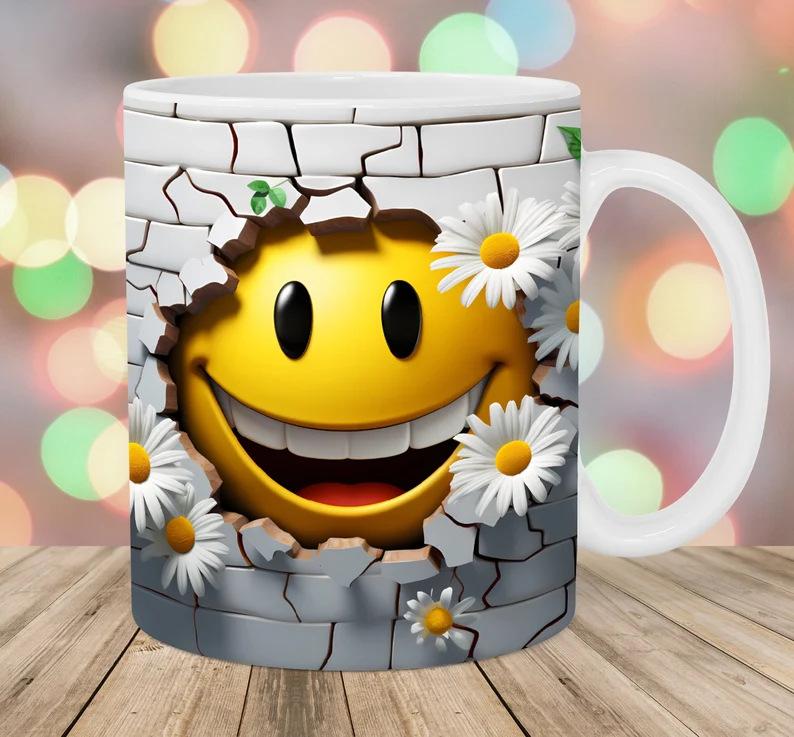 3D Emoji Smiley Ceramic Coffee Mug Tea Cup Funny Face Smiley