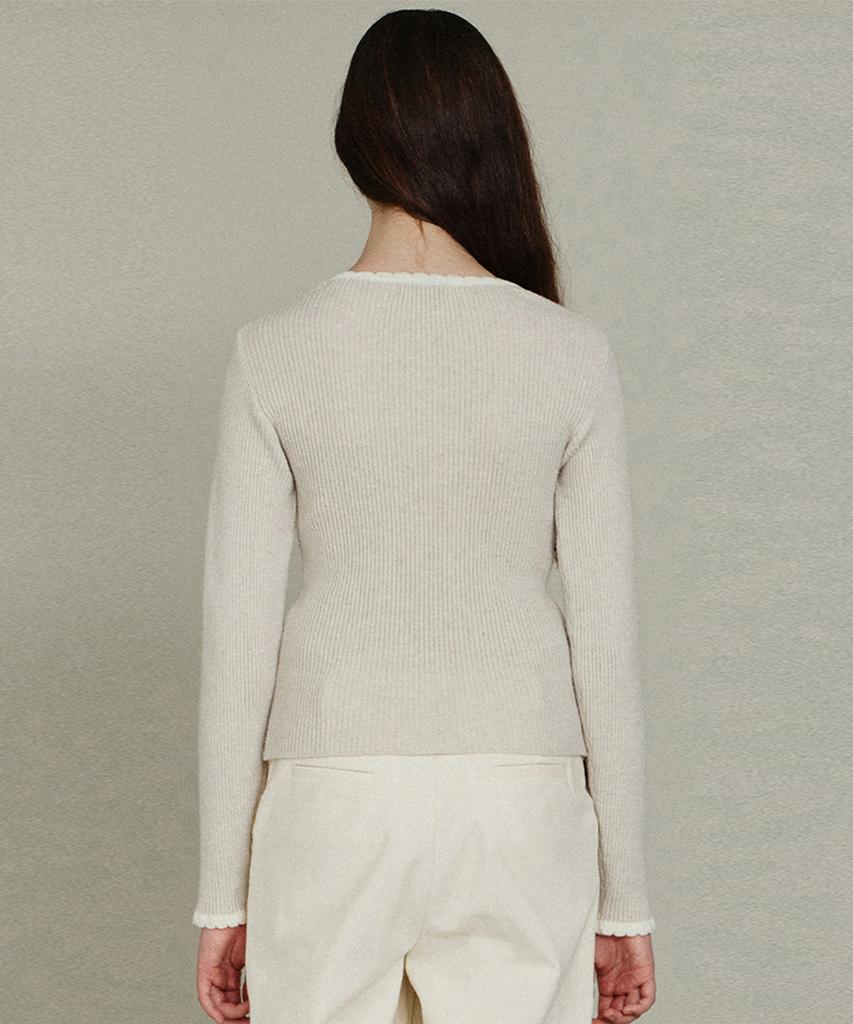 ITOV SEOUL Lambswool Scallop Slim Knit Ot