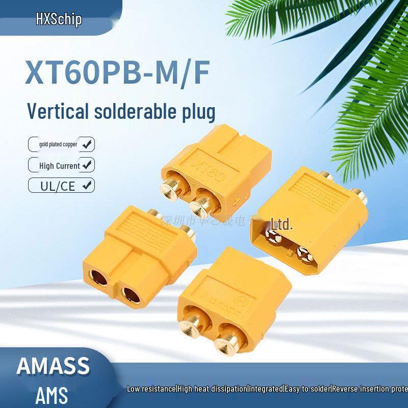 

Amass XT60PB Plug Model Aircraft LiPo Battery ESC Connector Pair Vertical Solder Board Female Plug