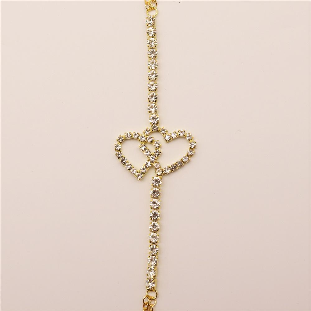 

European And American New Simple Double Heart Chest Chain Nightclub Shiny Sexy Rhinestone Body Chain Female Body Chain