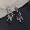 Silver needle with diamonds pleated butterfly earrings niche exaggerated design stud earrings integrated fashion personalized earrings women