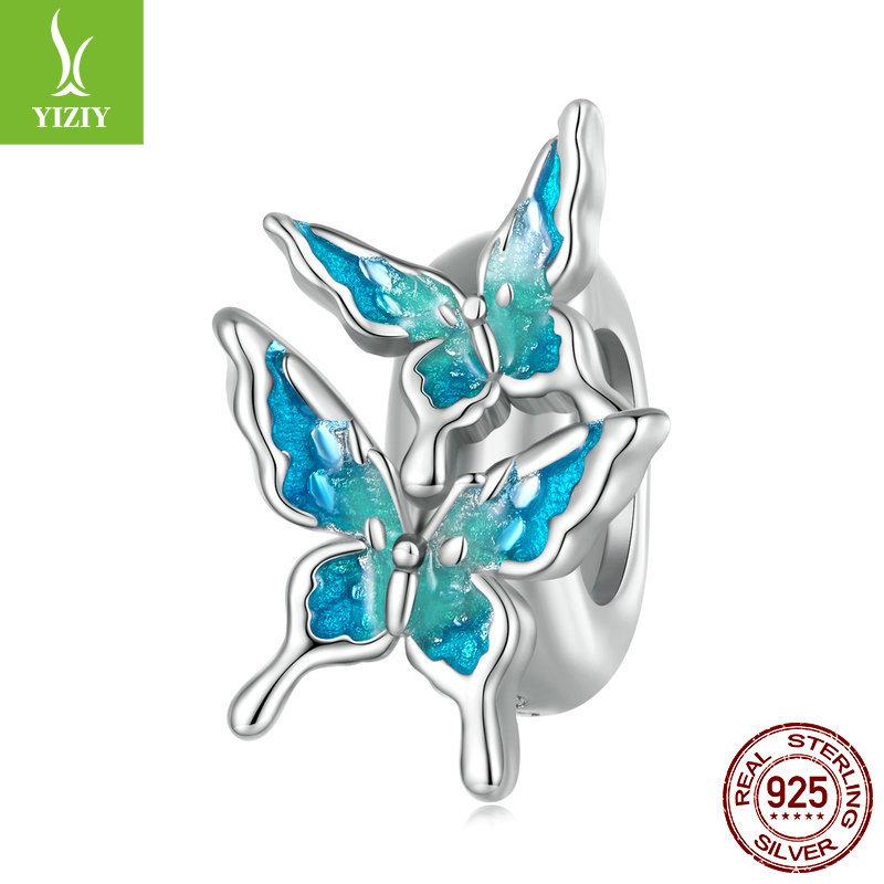 S925 Sterling Silver Butterfly Series Pendant Jewelry Accessories, Mori Girl Heart Diy Bead Partition