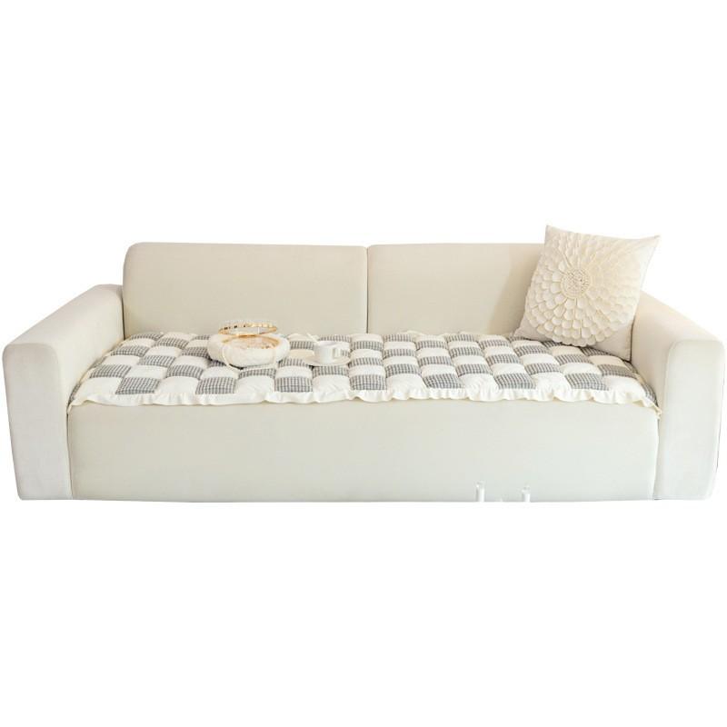 Simple Thickened Plaid Sofa Cushion Handcraft Patchwork Bun Steaming Plate Leather Sofa of Solid Wood Non-Slip Cushion Plush Window Cushion