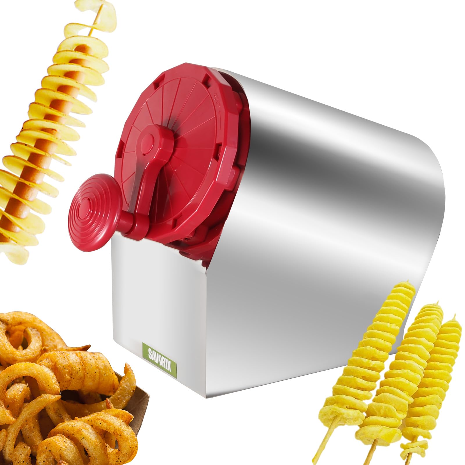 

Savorix Картофель Торнадо Картофель Нержавеющая сталь Для коммерческого и домашнего использования Включает очистку Японская инструкция по эксплуатации Резак, Слайсер 3-в-1, Экономия труда, красный