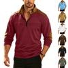 Men's Patchwork Zip Long Sleeve Sports Shirt