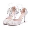 Crystal Queen Bridal Women Rhinestone Pointed  9cm Toe High Heels Sexy Wedding Evening Party Shoes Ladies Pumps