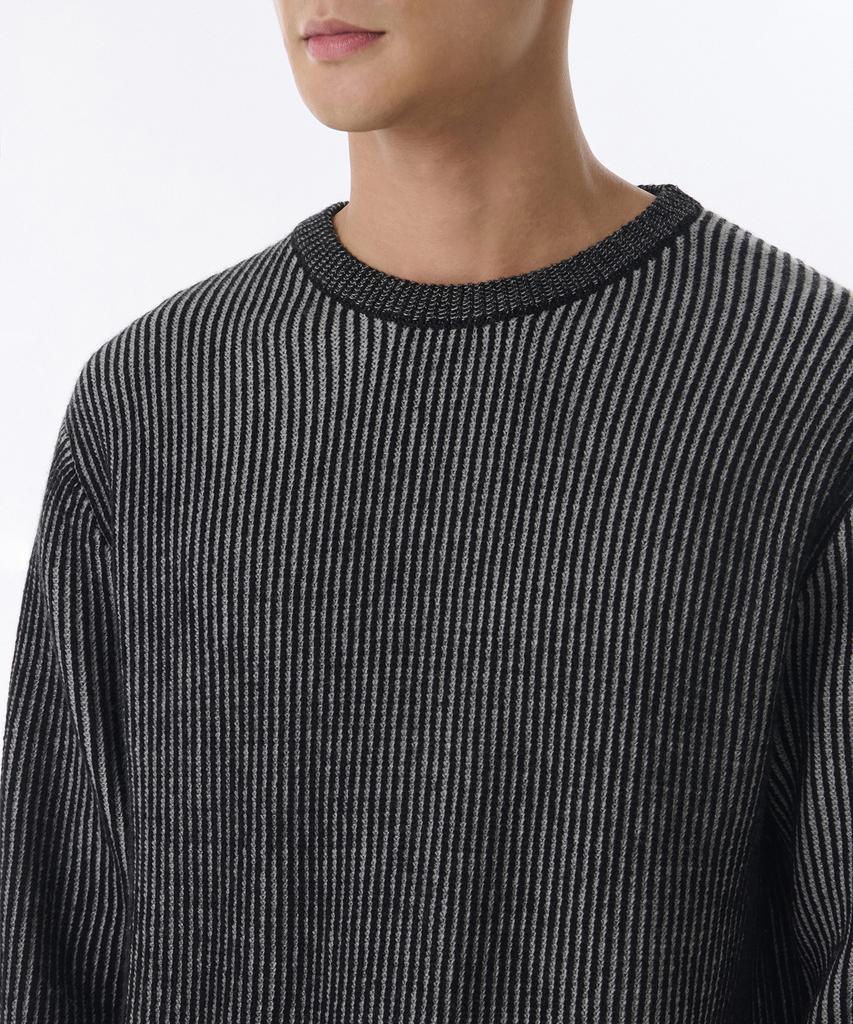 MUSINSA STANDARD Two-Tone Ribbed Crew Neck Knit [Black/Grey]