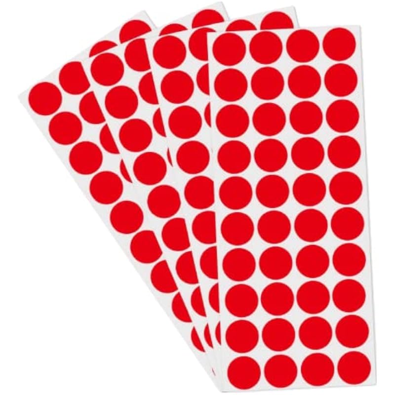 True-Ally 2400 Piece Red Color 12Mm (0.5 Inch) Round Dot Sticker Self Adhesive Labels Writable Surface For Kids Activity