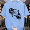Summer Men's 100% Pure Cotton Casual Loose Plus Size Gesture Eye Personalized Pattern Printed Round Neck Short Sleeved T-shirt