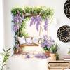 Romantic Purple Floral Swing Wall Sticker Self-Adhesive Removable Living Room Bedroom Balcony Hallway Home Decor Art