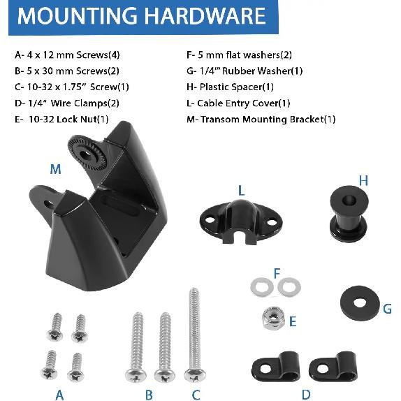 K00-00118-01 Transducer Bracket Transom Mount Kit Fits for Garmin XDCR 200/50 kHz Dual Frequency Transducer F/010-10272-00