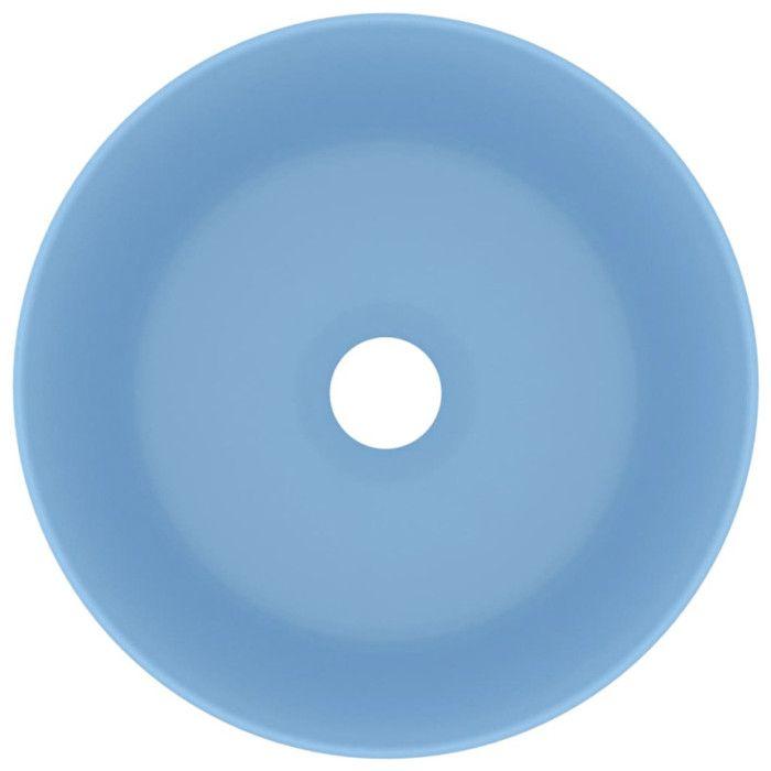 VidaXL Lavabo Rond de Luxe Vasque à Poser de Toilette Lave-mains de Salle de Bain Vestiaire Cuisine Maison Intérieur Bleu 147011