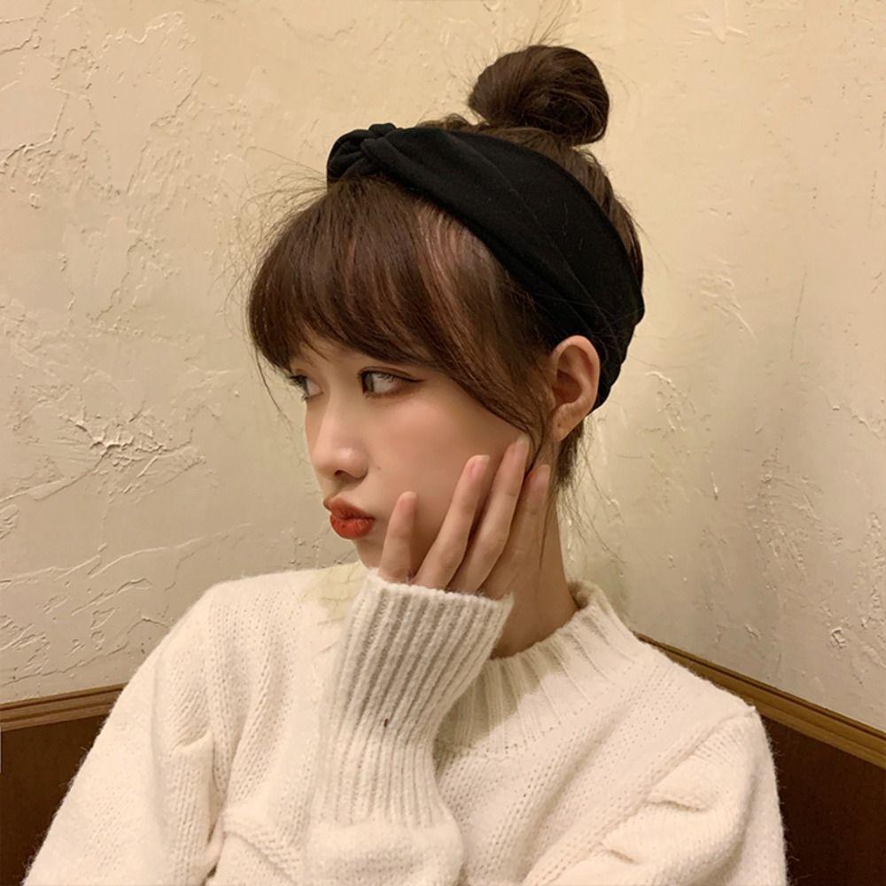 Cloth Cross Headband Solid Color Knot Knit Turbans Fashion Wide Edge Headband  Girls
