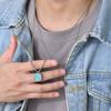 Vnox Quadratische Naturstein Halsketten für Herren, Stilvoller Punk Edelstahl Geometrisches Polygon Anhänger Junge Männliches Geschenk Schmuck