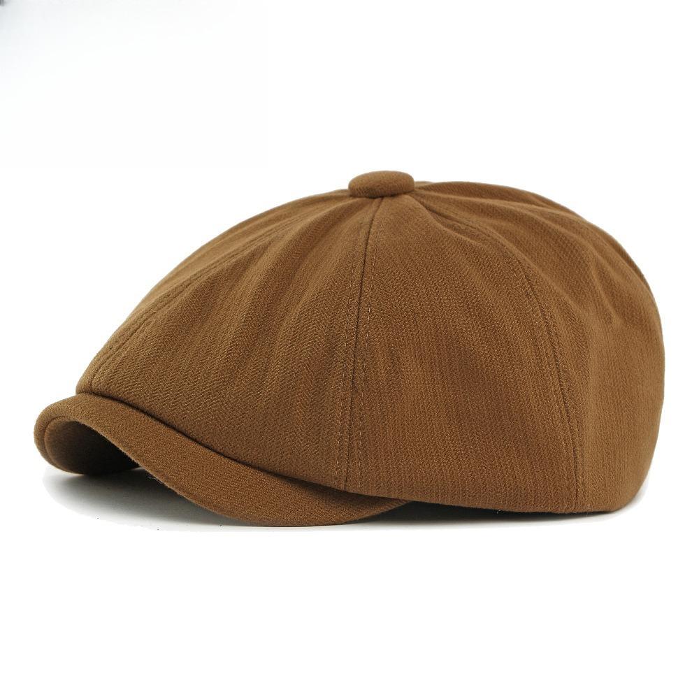 Unisex 8-Panel Newsboy Cap Autumn Winter Warm Solid Color Baker Boy Hat British Vintage Octagonal Painter Cap Casual Gatsby Peaked Hat