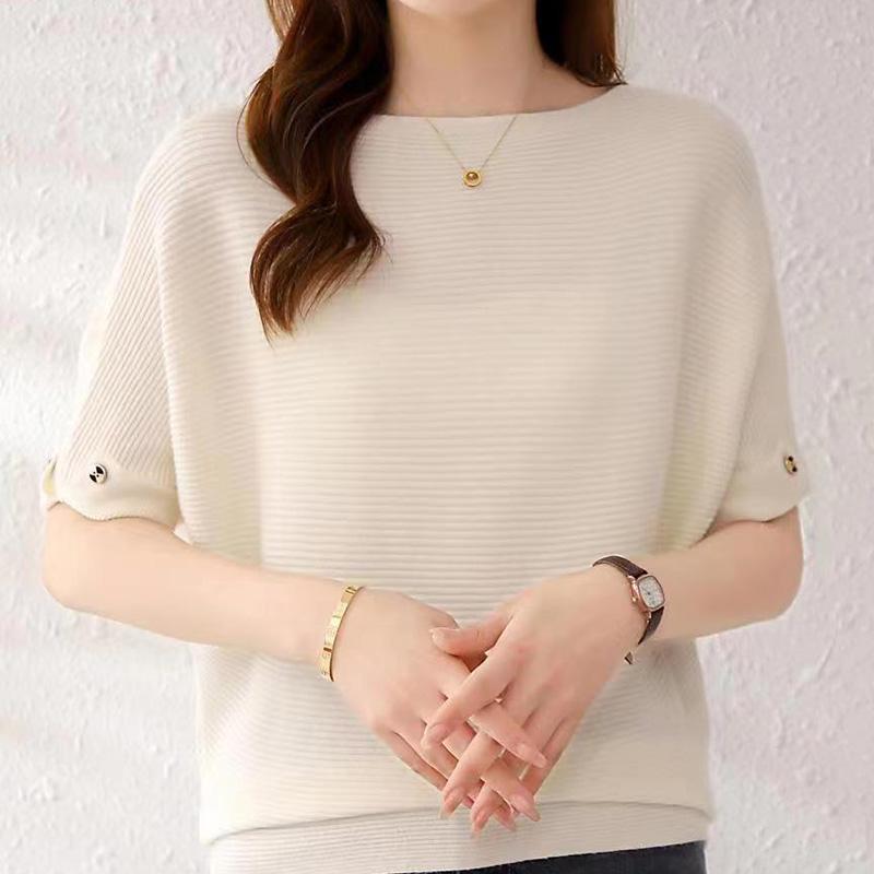 

Три четверти рукава трикотажный свитер женская одежда верхняя женская тонкая средняя рукава летняя нижняя рубашка XL бежевый