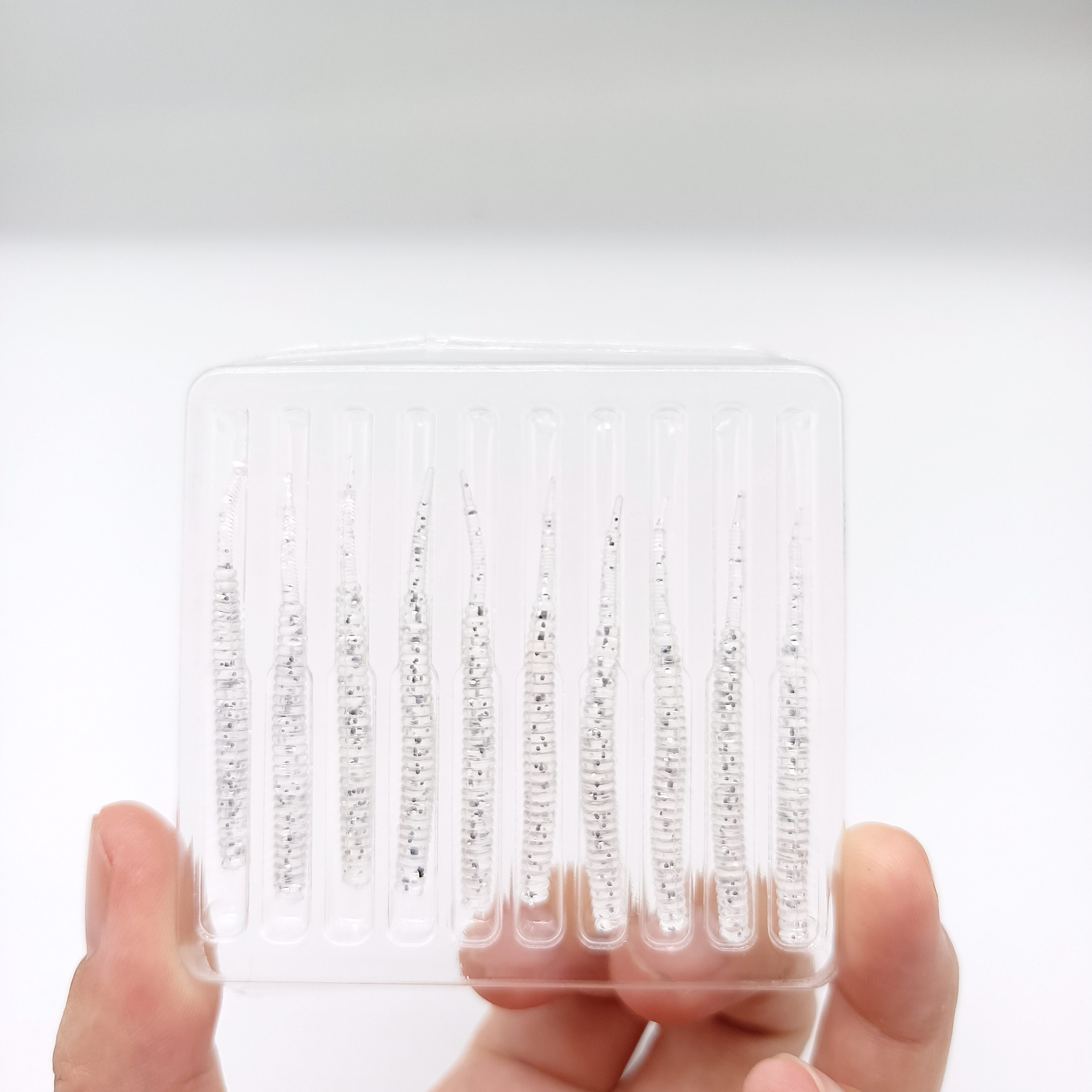 

DUODUOYU 10PCS /LOT Small Soft Fishing Lure 0.4g/40mm Wobbler Artificial Needle Tail Silicone Lure Worm Bait Fishing Tackle серебряный