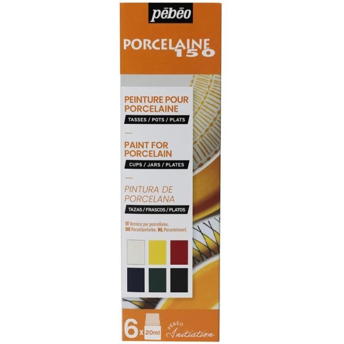 Coffret d'initiation - PEBEO - Peinture sur Porcelaine - 6 pots de 20 ml - Décoration facile - Kit économique