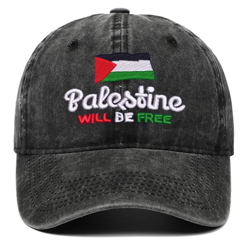 Výšivka Free Palestine na kšiltovce typu Dad Hat s nastavitelným zapínáním pro letní nošení venku