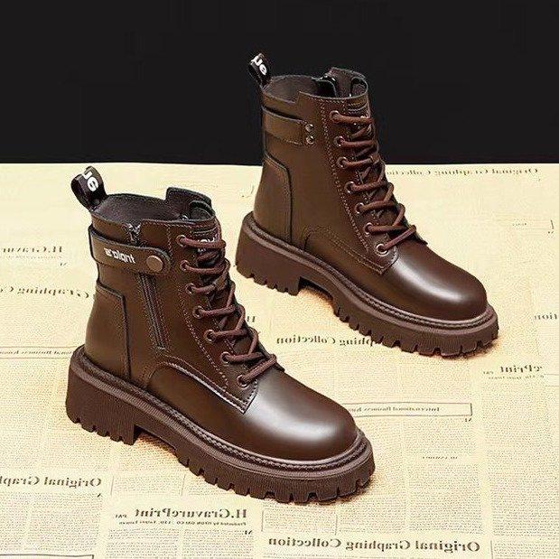 British style velvet Martin boots women's 2025 autumn and winter new small thick-soled heightening retro versatile locomotive boots