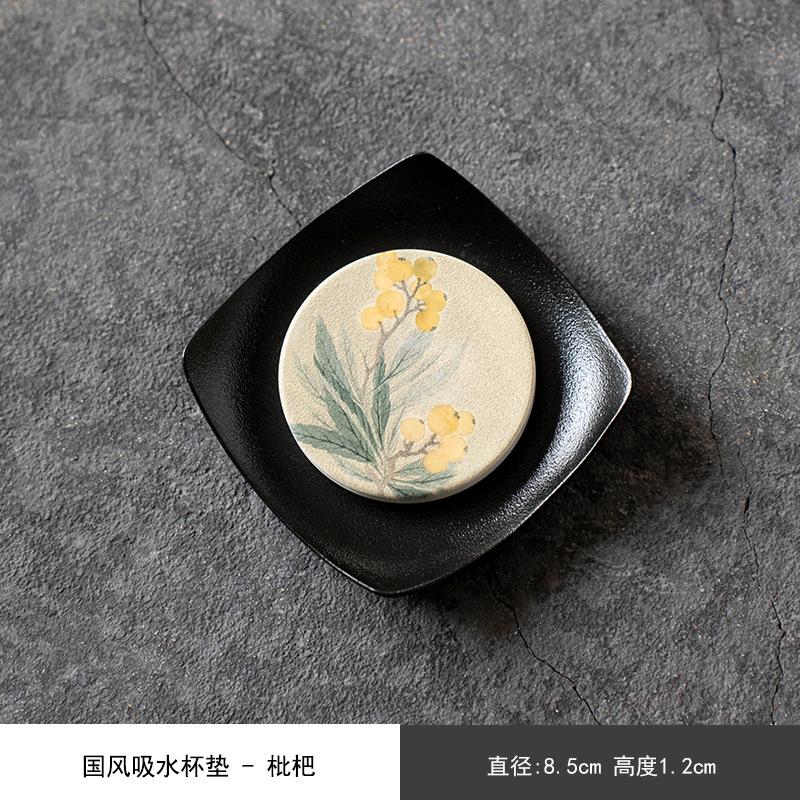 New Chinese Style Water Suction Tea Coasters Creative Pattern Coasters Antique Anti-scald Home Kung Fu Tea Ceremony Accessories