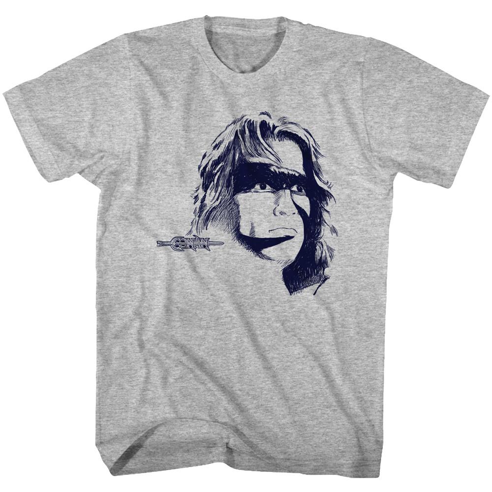 Conan The Barbarian Movie Face Drawing Arnold Schwarzenegger Men T-Shirt L