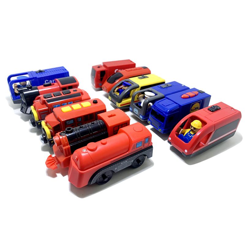 Electric Train Locomotive Magnetic Car Diecast Slot Fit All Brand Wooden Train Track Railway For Kids Children's Toy W02