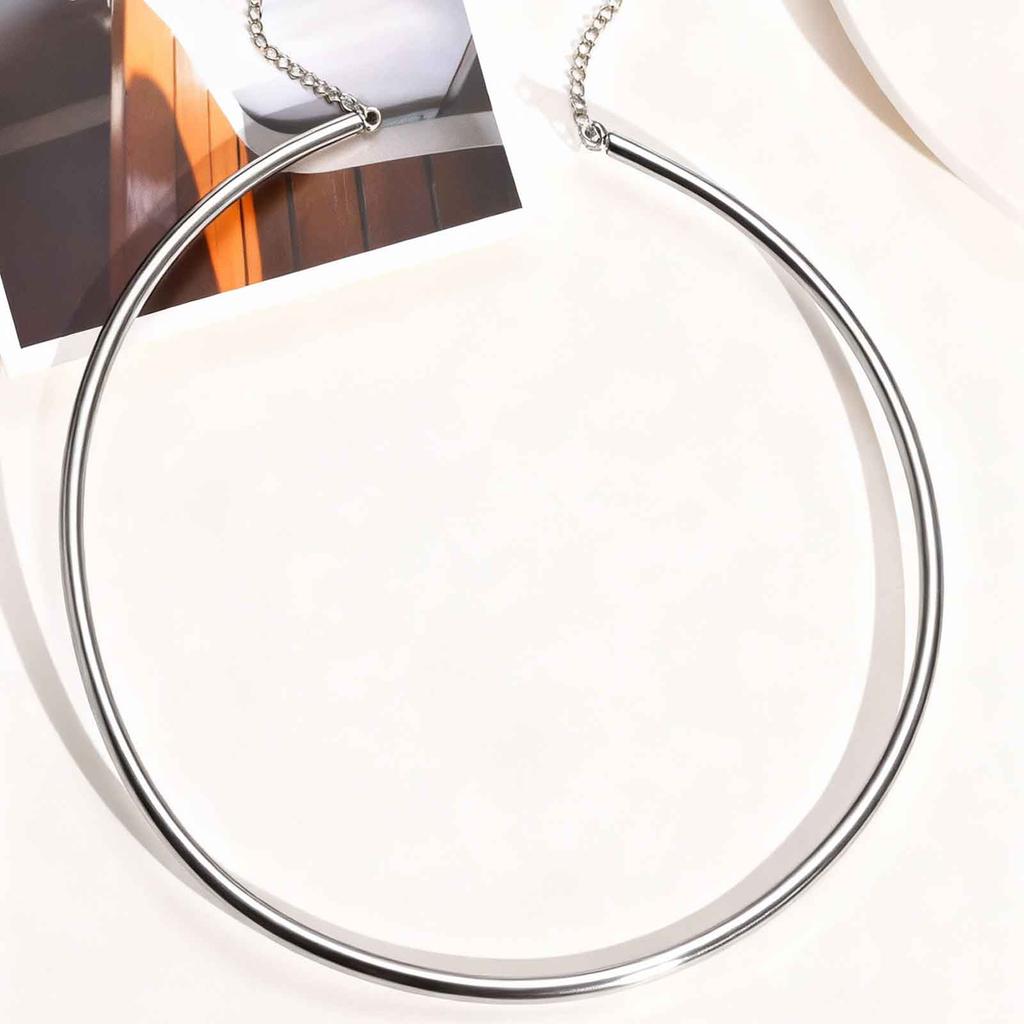 Gold Color Stainless Steel Choker Necklace for Women, Adjustable Chain Collarbone Necklace, Personalized Popular Jewelry Gift