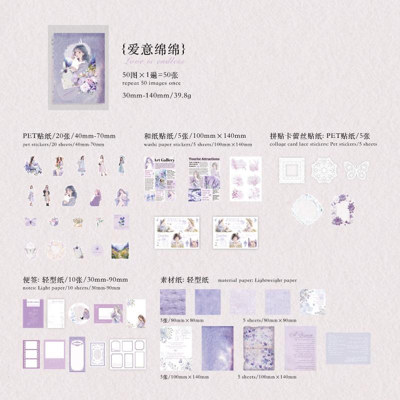 

50Pcs Vintage Elegant Life Decor Paper Stickers Kit Aesthetic Scrapbooking Journal Planner DIY Craft Material