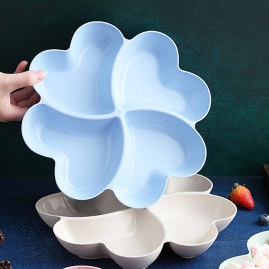 Herzförmiges Fach Vier-Blatt-Platte Mehrzweck-Obstaufbewahrungsschale für Wohnzimmer Dekorative Party-Dessert- & Trockenfruchtbehälter