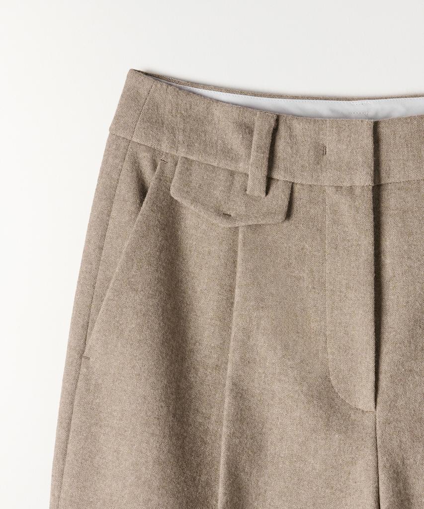 Tudument Wool One-Tuck Wide Slacks Beige