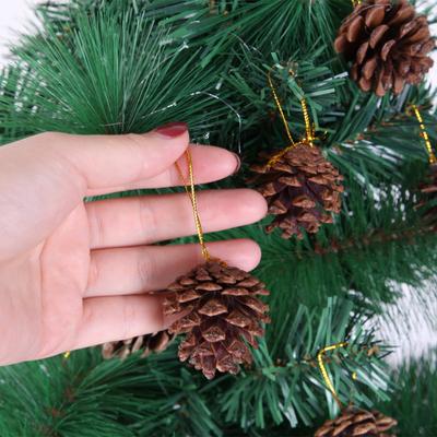6Pcs/Bag Christmas Natural Pine Cones Rustic Pinecones Bulk Ornaments with String Crafting Home Accent Decor Tree Decoration