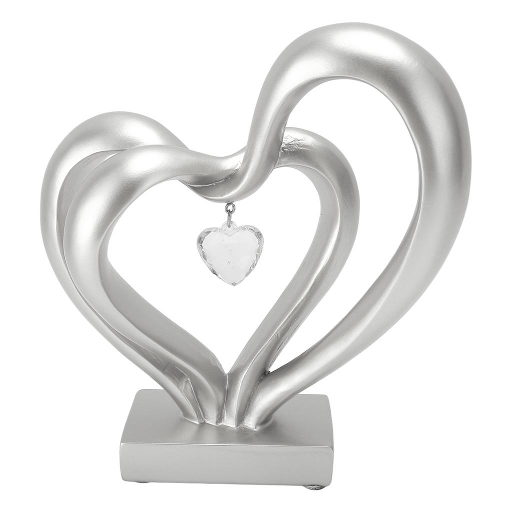 Double Heart Sculpture Resin Romantic Heart Statues Love Sculpture for Couple Love Statue Weeding