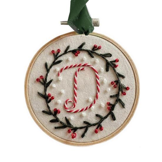 Yousheng DIY Embroidered Christmas Ornament Embroidered Initial Crafting Kit Mini Christmas Embroidery Kit for Beginners Xmas Tree Decor