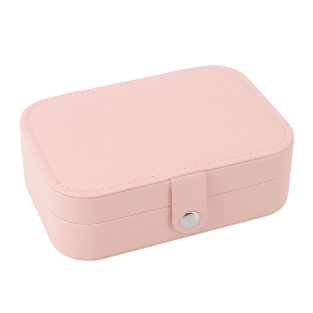 Jewelry Case Portable Beautiful Pink Necklace Ring Ear Stud Storage Box Adjustment Leather Travel