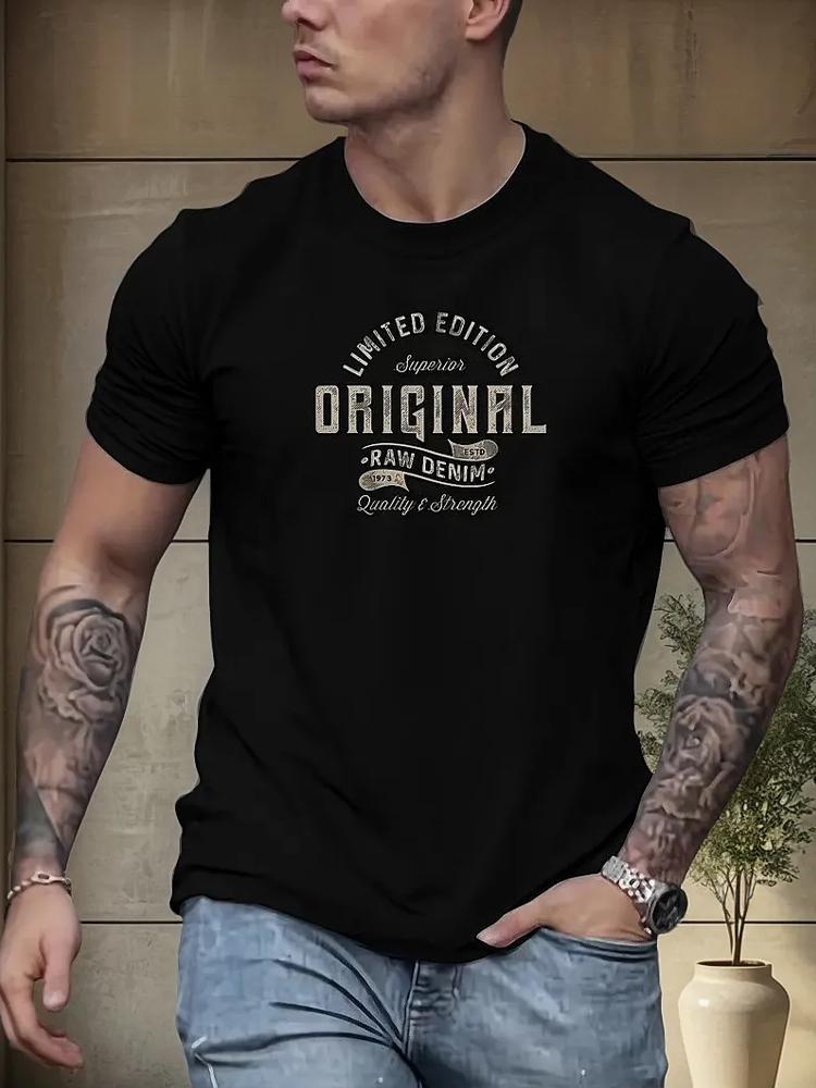 Men's Short Sleeve T-shirt Letter Print Casual Breathable T-shirts for Men