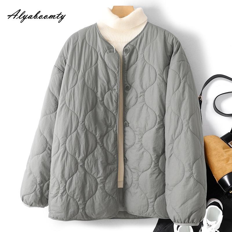 

Женская базовая парка больших размеров на осень-зиму с круглым вырезом, черного и абрикосового цвета, повседневное свободное теплое пальто, простое хлопковое женское всесезонное верхнее платье XXL серый/зелёный