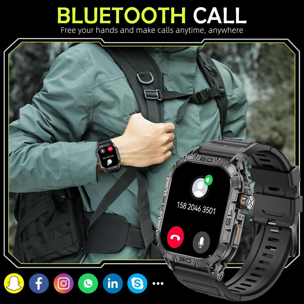 K63 Smartwatch: Outdoor Sports, Bluetooth Calling, Pedometer, Heart Rate & Sleep Monitoring, Blood Pressure.