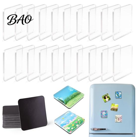 Handmade Magnet Craft 5/6/8/10/15/20/24 Sets DIY Acrylic Fridge Kit, Square Refrigerator Clear Making Kit with Adhesive Backing, Picture Photo Holder