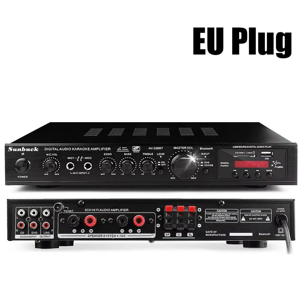110/220V 2000W Bluetooth 5.0 Audio Power Amplifier Home Theater Amplifiers amplificador Audio Support FM USB with Remote Control