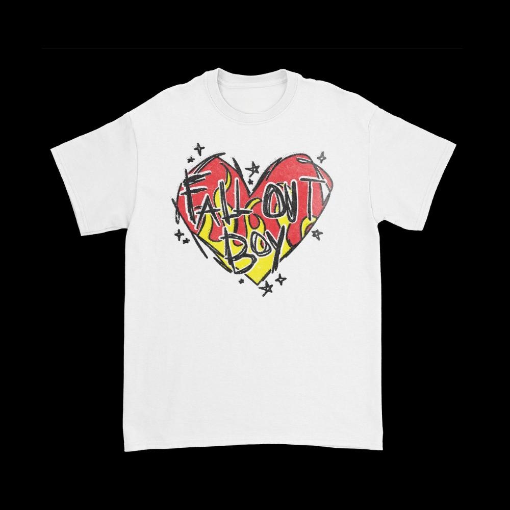 Fall Out Boy Scratch Heart Logo T-shirt Size S-5XL Reprint Unisex T-Shirt XXXL