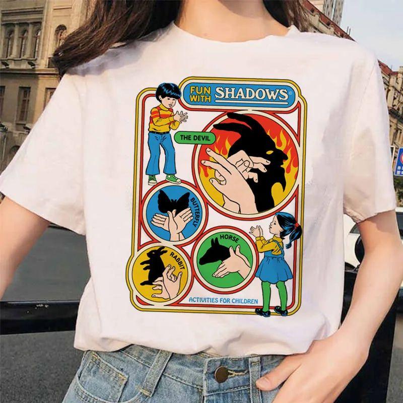 T-shirt Estetica Invocazione Demoni Estate Casual Harajuku Stampa Cartone Animato Satana Manica Corta Top Camiseta Streetwear