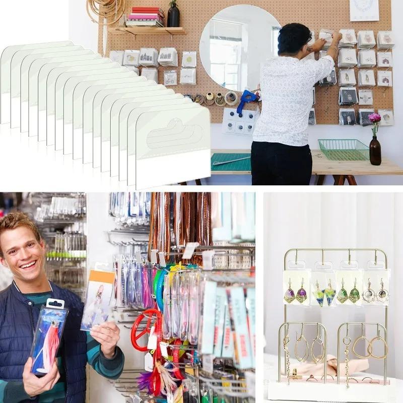 Selbstklebende PVC-Aufhängehaken Kunststoff-Anhänger Einzelhandels-Displayhaken Supermarkt-Produktetiketten Transparenter Verschluss Großhandel