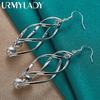 925 Sterling Silver Double Twist Waves Bead Earrings For Women Fashion Wedding Engagement Charm Jewelry