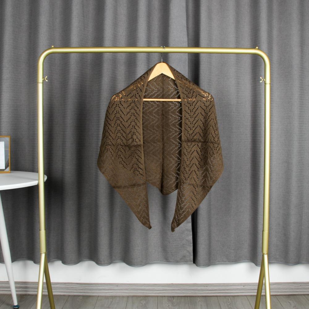 Triangle Shape Stripe Knitted Shawl Warp Knitting Shoulder Scarf Sun Protection Cape  Female