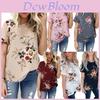Elegante Blusa de Verano para Mujer Estampado Floral Manga Corta Holgada Casual Camiseta Tops